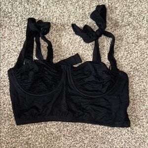 Black Tie-Strap Bustier Top